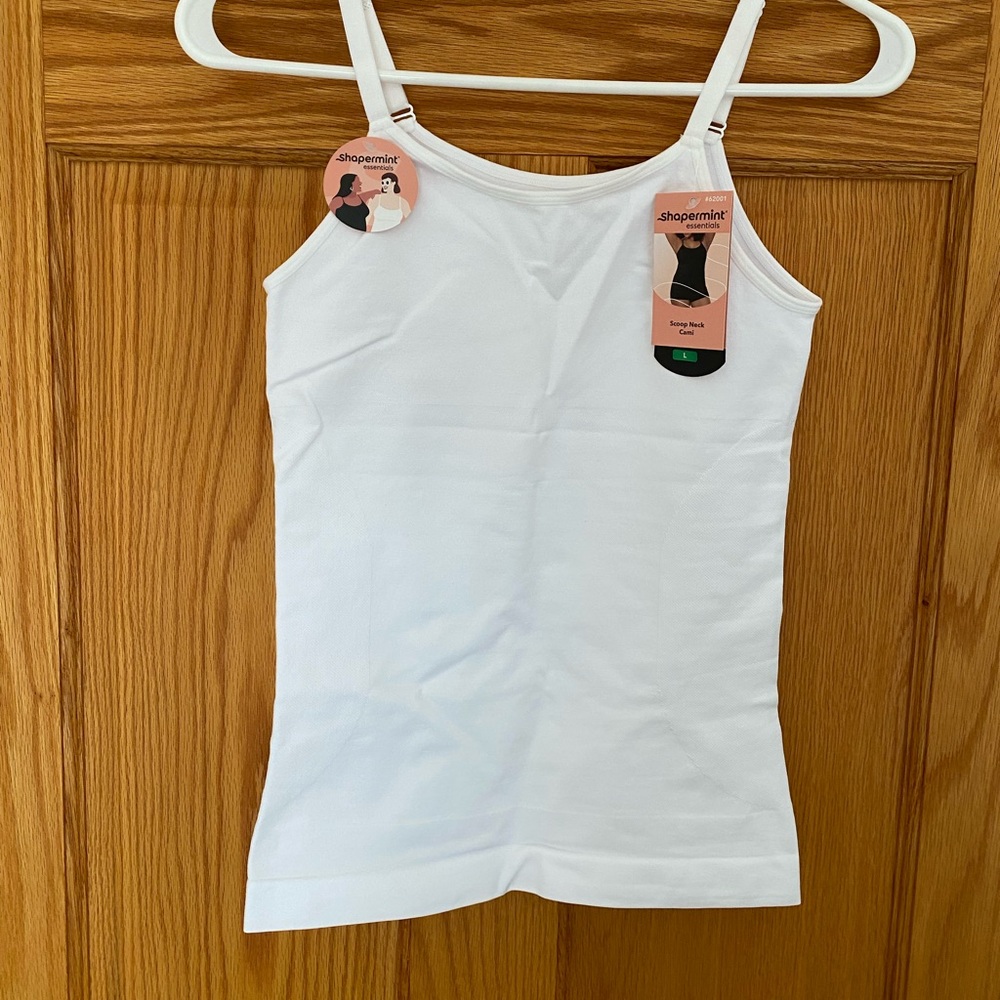 Shapermint Essentials Scoop Neck Cami, White, size L, NWT